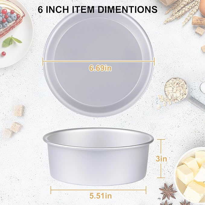Round Cake Pan Set of 7 (4 Pcs of 4 x 2 inch and 1 Pc of 6 x 3 inch/8 x 3 inch/10 x 3 inch), Aluminum Baking Pans for Layer Cakes, Heavy Duty Non-Stick, Evenly Baking Tools for Home Kitchen - Image 6