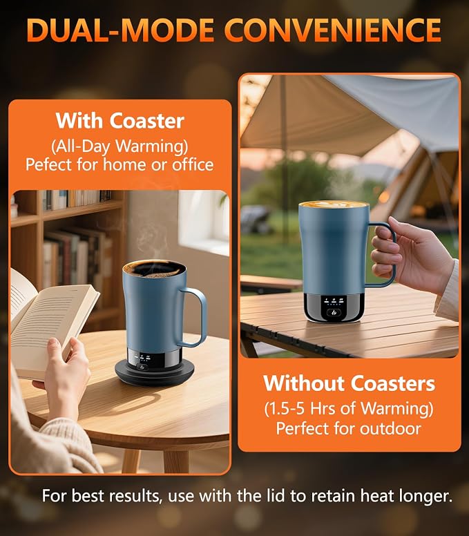 Self-Heating Coffee Mug, 14oz Heated Coffee Mug - Rechargeable Temperature Control Coffee Mug Keep Coffee Hot, Smart Mug Great Gift for Coffee Lovers & Slow Sippers - Image 3