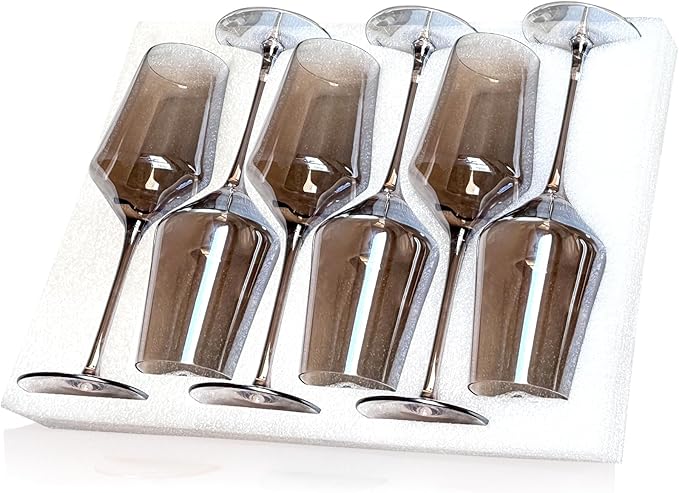 comfit Smokey Gray/Grey Wine Glasses Set of 6-14 oz Gray Kitchen Accessories, Unfading Color, Hand-blown Colored Wine Glasses - Gifts for Lovers, Mother's Day, Wedding, Birthday Gifts by COMFIT