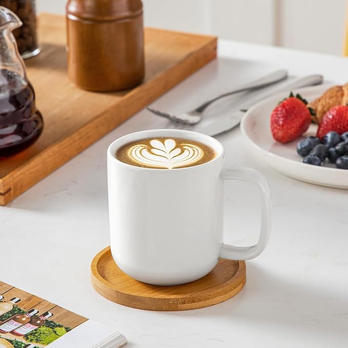 vancasso Porcelain Coffee Mugs Set, 12 oz Ceramic Coffee Cups for Latte Hot Tea Cappuccino Cocoa Milk Cups Set of 6, Dishwasher & Microwave Safe, White - Image 6