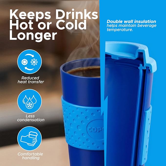 Copco Acadia Travel Mug, 16 Oz - Navy & Blue, Set of 2 - Image 3