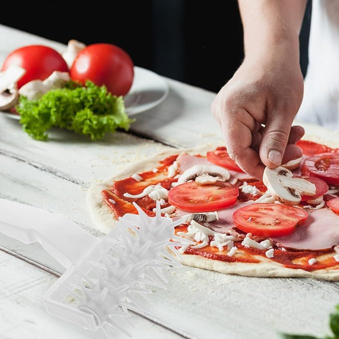 Pizza Dough Hole Puncher Rolling Pin for Pizza and Bread Baking White Plastic with Ergonomic Design Time-saving Kitchen Accessory for Baking - Image 5