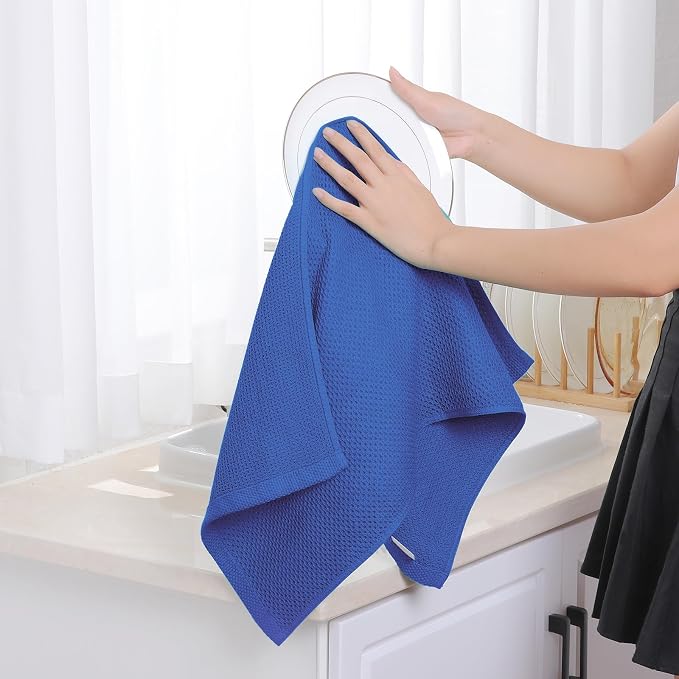 Homaxy 100% Cotton Waffle Weave Kitchen Dish Towels 6-Pack, Blueberry | 13 x 28 Inches, Ultra Soft Absorbent Dish Towels, Quick Drying Cleaning Towels - Image 4