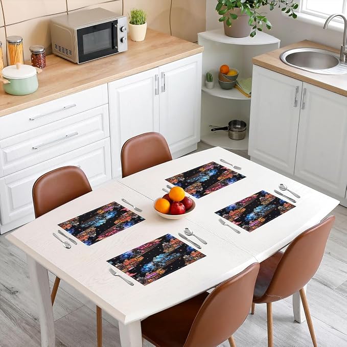 Feelyou Train Placemats Set of 4 12x18 Inch Colorful Steam Engine Table Mats for Party Kitchen Dining Decoration Holiday Seasonal Train Transportation Place Mat for Dinner Table Indoor Outdoor Decor - Image 3
