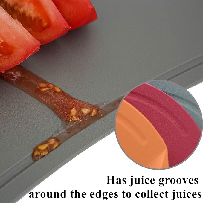 doblé Non-Scratch Flexible Cutting Board for Chopping, Scratch Free Juice Grooves with Easy Grip Handle, Non-Slip Dishwasher Safe for Kitchen (Medium (13.5" x 9.3"), Peach) - Image 6