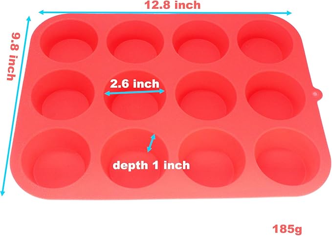 X-Haibei Round Circle Silicone Mold for Cupcakes, Muffins, Soap, Wax Tarts - 12-Cavity Baking Pan for Perfectly Shaped Treats & DIY Crafts