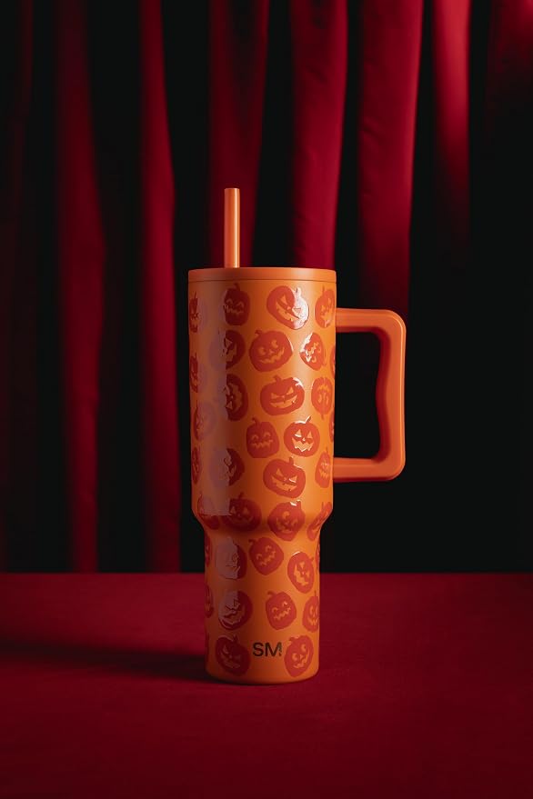 Simple Modern Halloween Tumbler with Handle | 40oz | Pumpkins | Trek Tumbler, Travel Mug | Insulated Water Bottle, Cupholder Friendly, Stainless Steel Cup, Jack-O-Lantern - Image 2