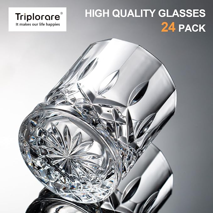 Whiskey Glasses - Premium Set of 24 Elegant and Clear Tumbler Glasses for Whisky, Scotch, and Bourbon - Barware Glassware - Image 2