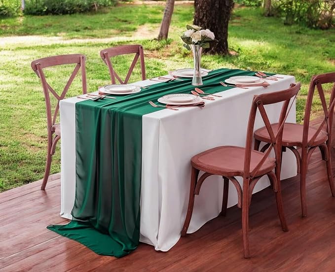Pack of 10 | Emerlad | 14ft Chiffon Table Runner 29x170 Inches Long Romantic Rustic Sheer Gauze Runner for Wedding Bridal Shower Birthday Banquets Engagement Spring Easter Boho Decorations - Image 6