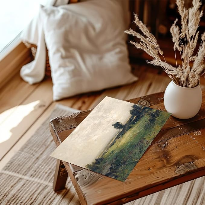 XOCUUI Vintage Landscape Unframed Canvas Wall Art, Vintage Rural Hill Prints, The Vast Grassland Classic Wall Prints Farmhouse Bathroom Office Decor - 11x14in - Image 4