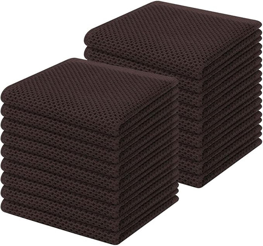 Homaxy 100% Cotton Waffle Weave Kitchen Dish Cloths 18-Pack, Dark Brown | 12 x 12 Inches, Ultra Soft Absorbent Dish Towels, Quick Drying Dish Rags with Hanging Loop by Homaxy