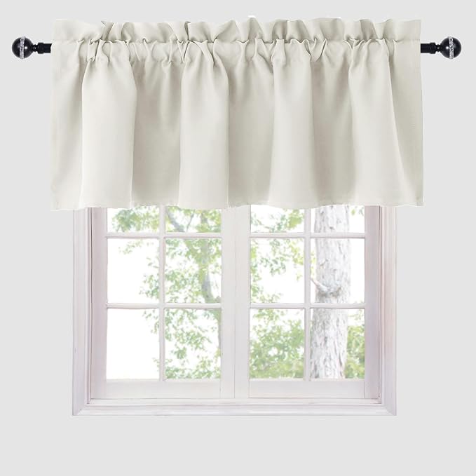 Hiasan Valance Curtains for Kitchen Blackout Thermal Insulated Solid Window Curtain Valance, Ivory, 42 x 18 Inches, 1 Panel - Image 7