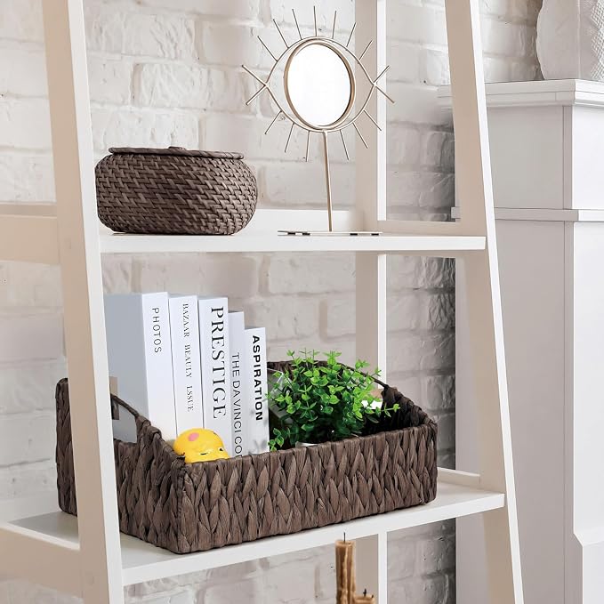 Pantry Baskets Organization, Wicker Basket for Shelf Black | Handwoven Pantry Organizers and Storage with Built-in Handles, Laundryroom Organization Storage Bins for Snack Cans - Image 5
