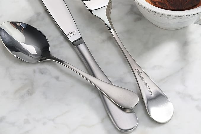 Artaste 1029147 Rain 18/10 Stainless Steel Flatware 20-Piece Set, Matte Finish Handle
