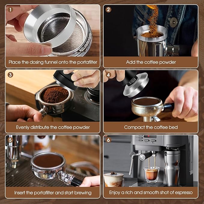 58mm Espresso Accessories Kit, Espresso Distribution Tool, Spring Loaded Calibrated Tamper and Dosing Funnel Set, Coffee Distributor Leveler Fits Breville 58 mm Machines and Portafilter