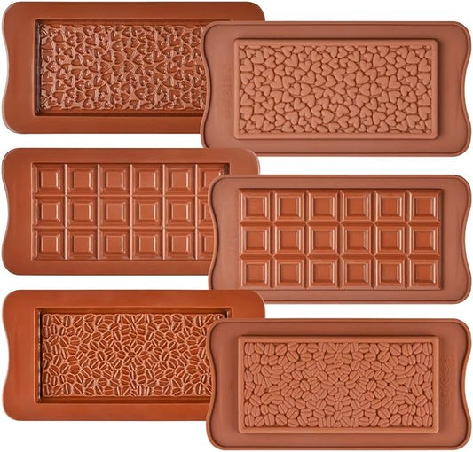 Chocolate Bar Molds - Silicone, Non-Stick, Pistachio & Milk Chocolate - 2 of Each - Set of 6