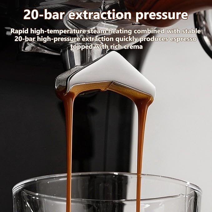 Semi-Automatic Espresso Machine with Grinder,20 Bar Pressure Espresso Maker,18 Grind Settings,2-in-1 Coffee Machine with Milk Frother for Home Barista - Image 4