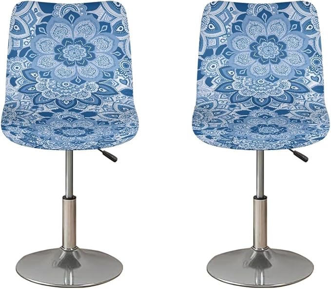 Blue Mandala Flower Bar Stool Cover Bar Chair Slipcovers for Dining Room Kitchen Bar Counter Height Chairs Covers Stool Protective Cover by Sellikakes