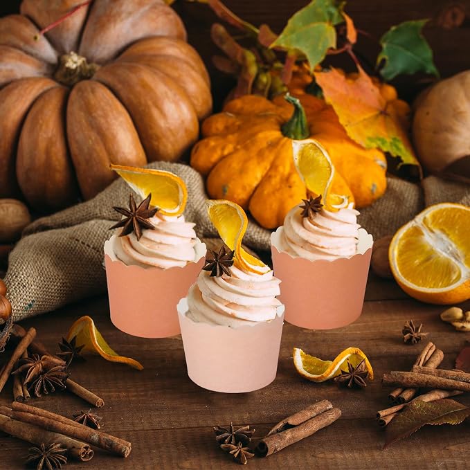 Whaline 120 Pcs Fall Orange Paper Baking Cups Scalloped Edge Cupcake Wrappers Gradient Orange Cupcake Muffin Cases for AutumnThanksgiving Party, 3 Colors - Image 5