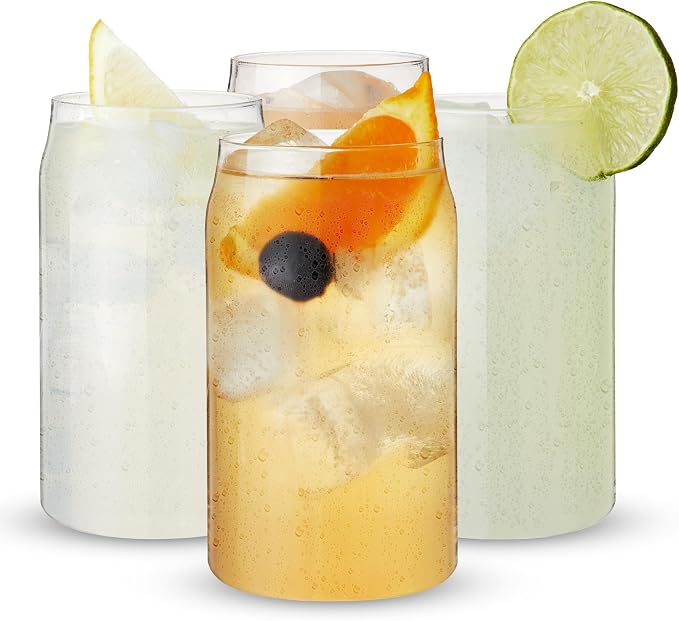 True Beer Can Glasses, Clear Tumblers, Superior Cocktail, Water, Juice, Iced Coffee, Soda, Beverage Drinking Glass, Kitchen Glassware Sets, Drinkware, Home Bar, 16 oz Set of 4 - Image 9