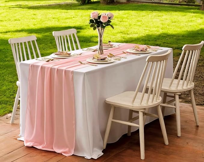 Pack of 10 | Peach | 10ft Chiffon Table Runner 29x120 Inches Long Romantic Rustic Sheer Gauze Runner for Wedding Bridal Shower Birthday Banquets Engagement Spring Easter Boho Decorations - Image 6