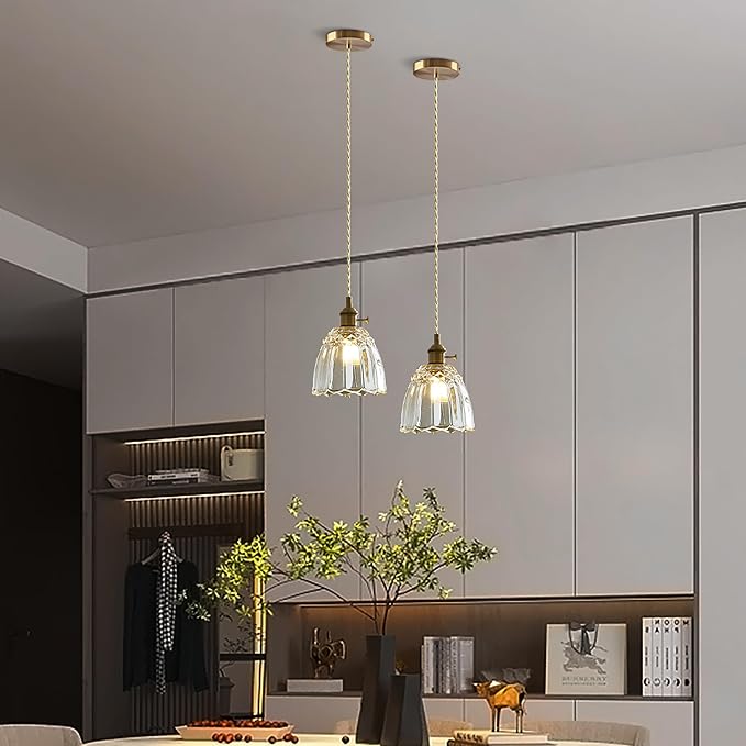 Sedelan Vintage Pendant Light, Antique Pendant Lights Kitchen Island, Glass Pendant Light, Indoor Pendant Lighting for Kitchen Bedroom Hallway Hotel, E26 Copper Switch Knob - Image 3