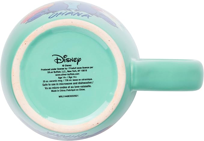 Silver Buffalo Disney Lilo and Stitch Tropical Ohana, Ceramic Mug, 25oz | Sitting Pose, Jumbo Curved Cup, 0.74 Liters - Image 4
