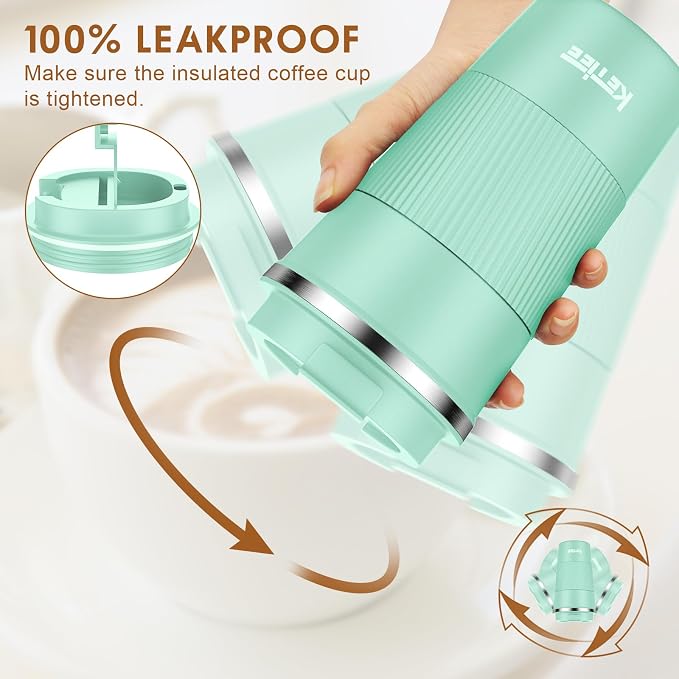KETIEE 12oz Coffee Mug: Vacuum Insulated Coffee Cup with Leakproof Lid, Travel Coffee Mug Stainless Steel Double Walled Reusable Coffee Cup for Hot and Cold Water Coffee - Image 3