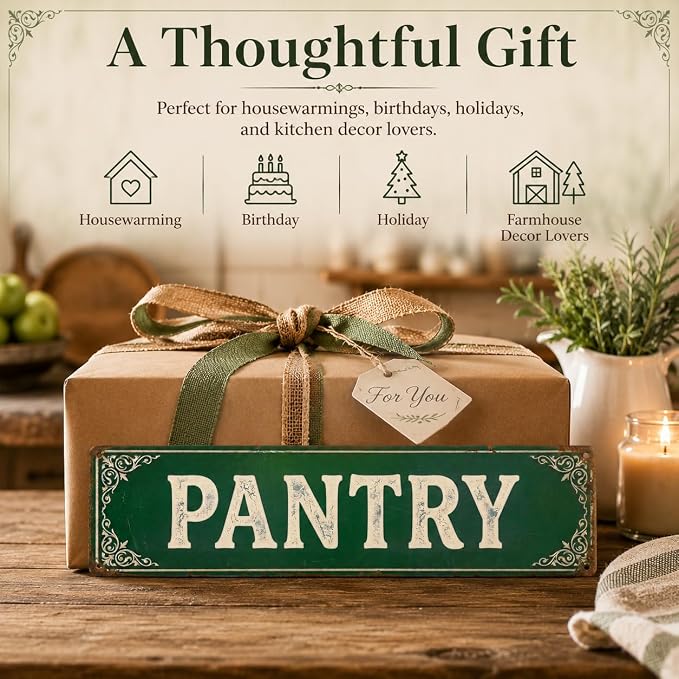 Pantry Aluminum Metal Sign, Vintage Farmhouse Wall Decor for Pantry Door, Food Storage Room, Kitchen Organization, Rustic Home Decor,15X4inch - Image 6