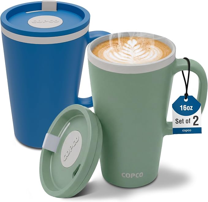 Copco Cone Cone Desk Mug 16 Oz - Blue & Green, Set of 2 by Copco