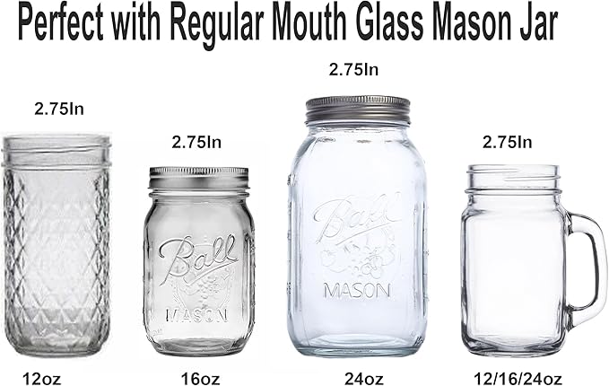 Long Nozzle Syrup Honey Dispenser Pump Lids for Mason Jar, Avoid Drip on Jar, Plastic Dispenser & Stainless Steel Lid for 2.75 Inch Regular Mouth Rust Proof Home Kitchen Jam Ketchup Sauce(2 Pack)