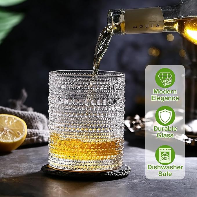 Hlukana Vintage Hobnail Drinking Glasses Set of 8, 12 oz Highball Glasses & 10 oz Cocktail Glasses Set, Kitchen Water Glasses Cup, Bar Tumbler Glassware Set for Beer, Juice, Cocktail, Whiskey, Milk - Image 4