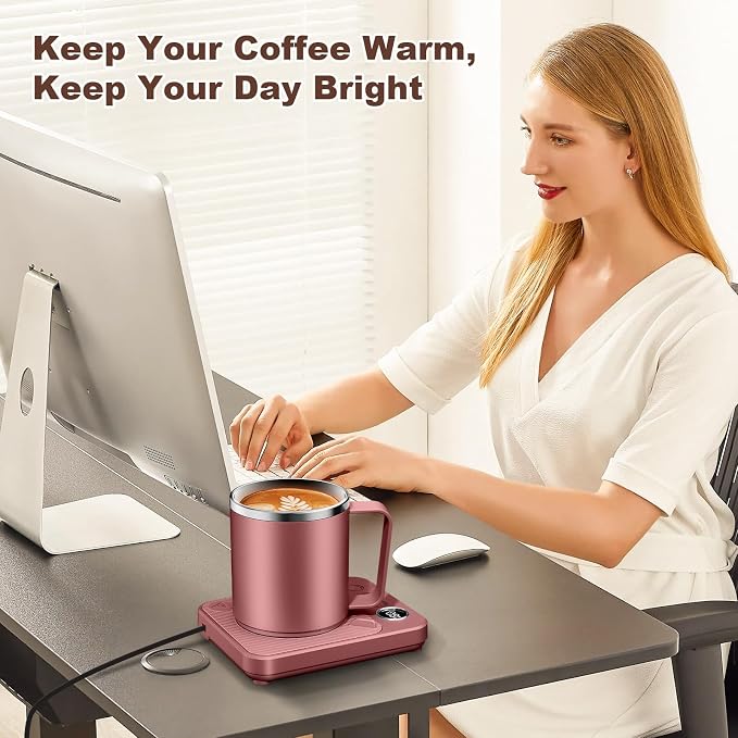 Felibeaco Coffee Mug Warmer & Mug Set for Desk, Smart Coffee Cup Warmer with 16oz Heated Mug, Cup Heater with Auto Shut Off for Office/Home, Coffee Gifts for Women/Men/Dad on Father‘s Day, Red - Image 4