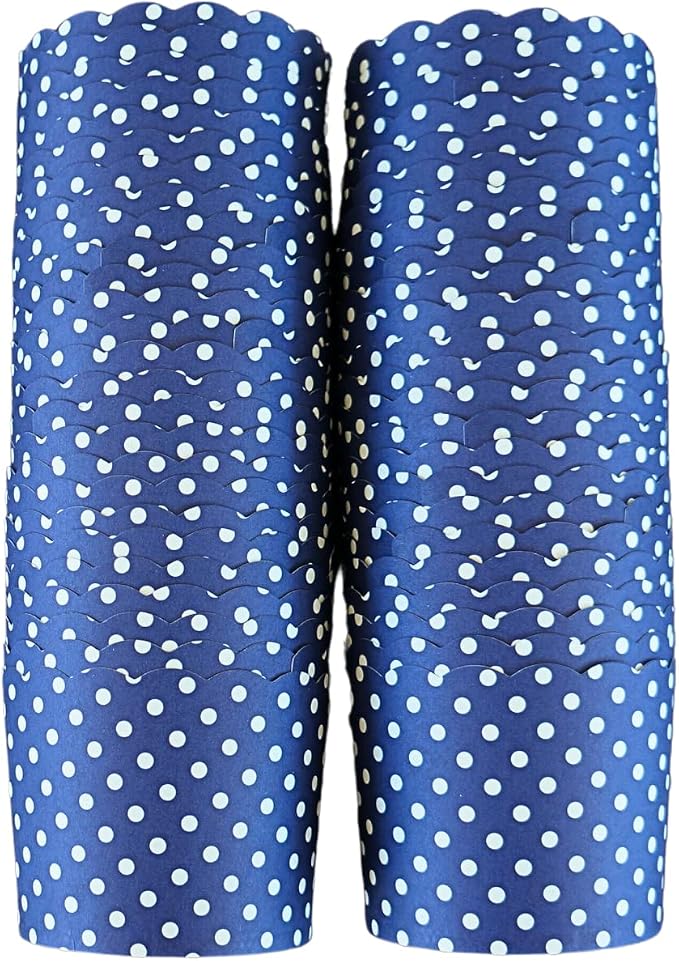Paper Baking Cups (Polka Dots), Greaseproof Disposable Cupcake Liners (Navy Blue, Large Cups (50-Pack)) by Bake-In-Cup