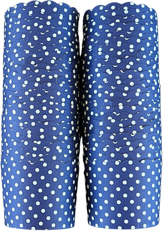 Paper Baking Cups (Polka Dots), Greaseproof Disposable Cupcake Liners (Navy Blue, Large Cups (50-Pack)) by Bake-In-Cup