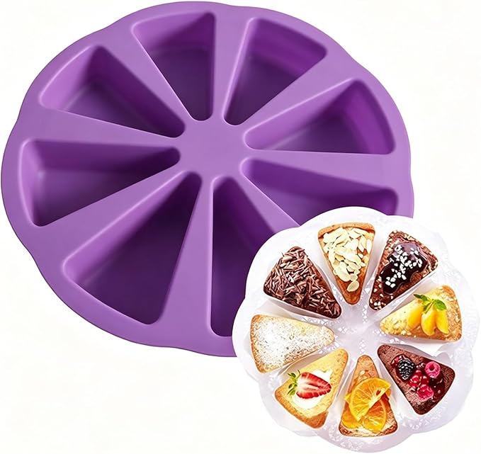Silicone Dessert Mold Silicone Cake Mold Baking 8 Cavity Non Stick Multipurpose Baking Pan Easy Release Flexible with 8 Connected Cavities for Cakes Bread Chocolate Pizza (Purple) - Image 5
