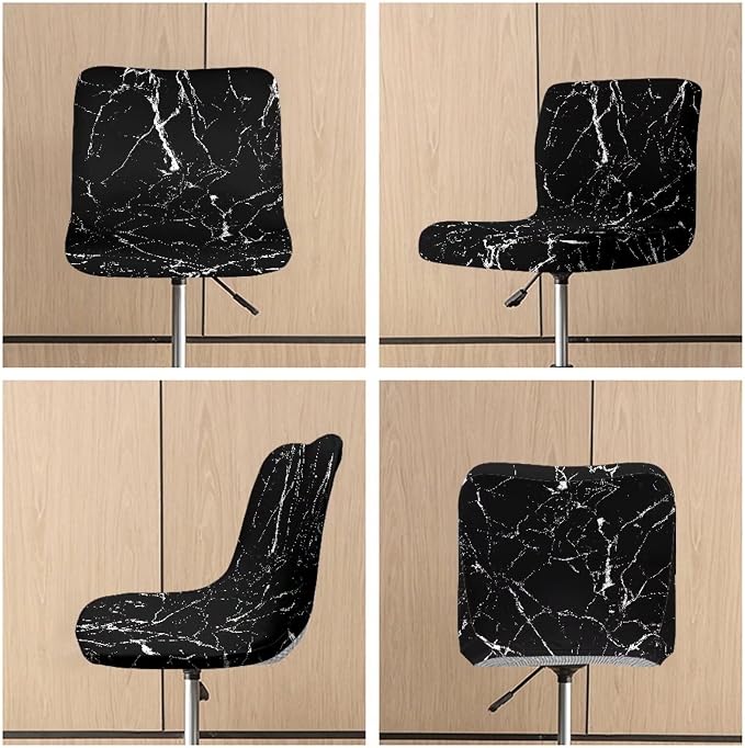 Black Marble Crack Bar Chair Seat Covers for Dining Room Decorative Covers for Bar Chair Stretch Chair Seat Covers Set of 2 Soft Barstool Chair Seat Cushion Slipcovers - Image 6