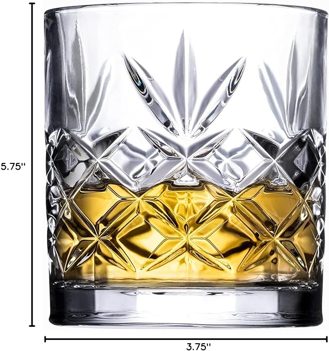 Royalty Art Kinsley Whiskey Glasses, Set of 4, 10.6 oz Crystal Tumblers | Bourbon, scotch, whiskey, cocktails, distinctive Kinsley design, gift for enthusiasts - Image 5