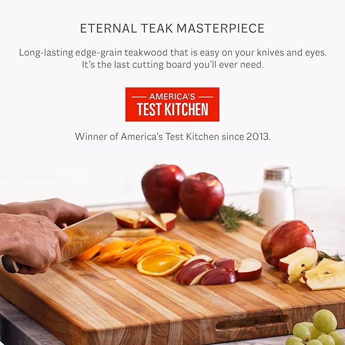 Teakhaus Carving Board with Juice Groove - Extra Large (XL) Teak Wood Cutting Board 24”L x 18”W x 1.5” Thick - Sustainably Harvested & FSC Certified - Knife Friendly with Beeswax Oil Finish - Image 6