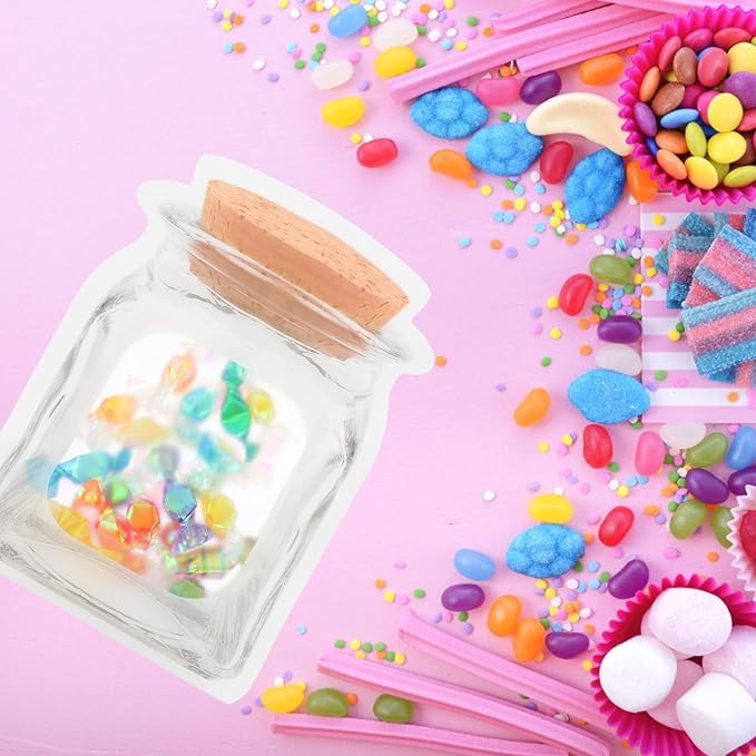 NOLITOY 100pcs Self-sealing Cookie Bags with Mason Jar Pattern, 14x20+3.5cm Bottle Wrapping Dessert Storage Bags for Snacks and Candy Packaging - Image 5
