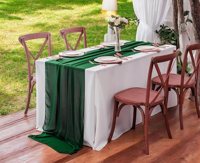 Pack of 25 | Hunter Green | 14ft Chiffon Table Runner 29x170 Inches Long Romantic Rustic Sheer Gauze Runner for Wedding Bridal Shower Birthday Banquets Engagement Spring Easter Boho Decorations - Image 6