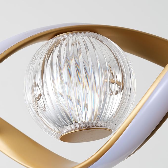 ORANOOR LED Modern Chandelier 39inch Dimmable Kitchen Island Pendant Lights | Gold Chandelier Light Fixtures, Linear Wave Spiral LED Pendant Lighting Over Island, Dining Room Lights Ceiling Hanging, 36W - Image 7