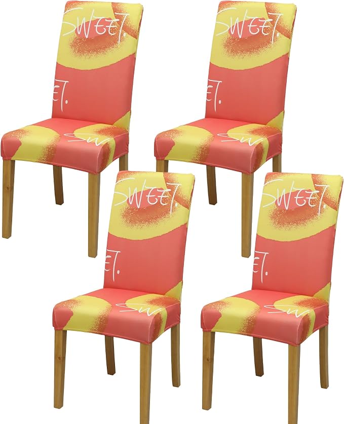 Dining Chair Covers, Stretch Seat Covers, Washable Furniture Protector | 4 Pack, Washable, Stretch Fit, Soft, Non Slip, Dining Chair Covers, Seat Protector, Furniture Cover,Easy Clean by BIETYONE