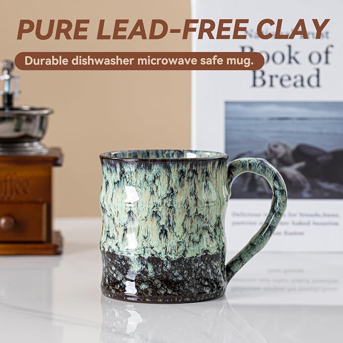 Unique Reactive Glaze Ceramic Coffee Mug - 15 oz Large Coffee Cup M-HY030-43-ZJXLv - Image 7
