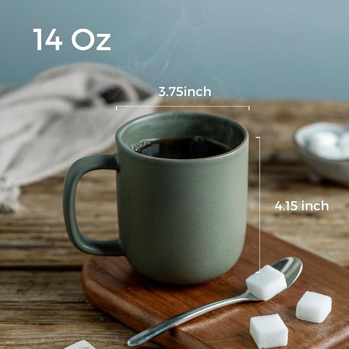 AmorArc 14oz Coffee Mugs Set of 6, Ceramic Coffee Mugs with Large Handle & Wavy Rim for Latte/Hot Cocoa/Tea, Stylish Coffee Mugs for Men Women. Oven,Dishwasher&Microwave Safe, Reactive Glaze - Image 2