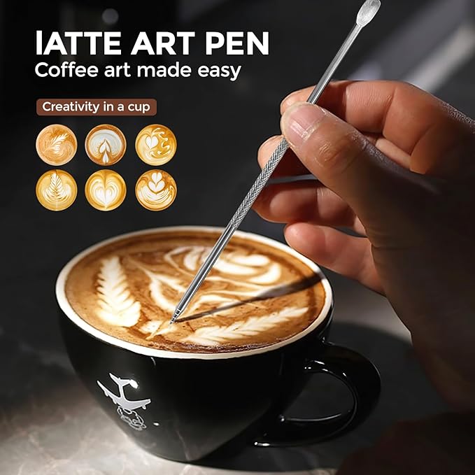 Milk Frothing Pitcher, 12 Oz/350 ML Milk Frother Steamer Cup Stainless Steel Espresso Cup with Decorating Pen