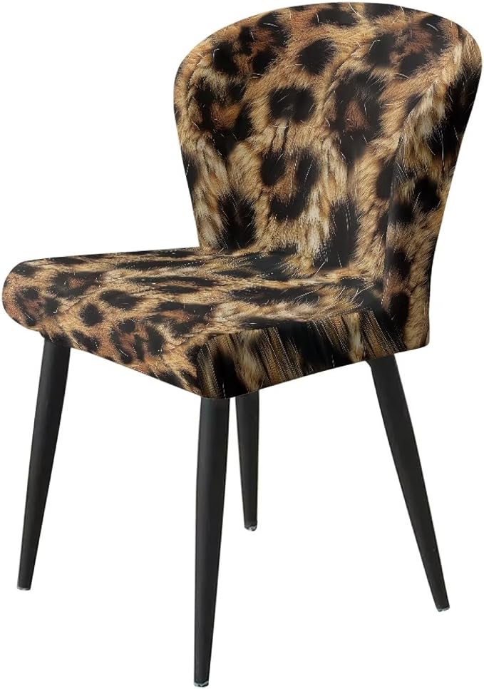 Leopard Bar Stools Set of 2 Bar Stool Slipcovers Non Slip Dining Chair Slipcover Swivel Chair Seat Covers Home Kitchen Furniture Protector - Image 3
