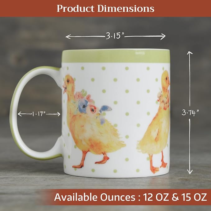 Maison d' Hermine Coffee Mug with Handles Tea Cups (12 Ounce, Pack of 1) | Fine Bone China Coffee Mugs for Hot Beverages Cappuccino Latte Home Spring Summer -Ducklings In Spring - Happy Ducklings - Image 4