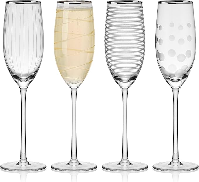 Mikasa Cheers Set of 4 Platinum Rim Champagne Flutes, 8 Ounce - Image 6