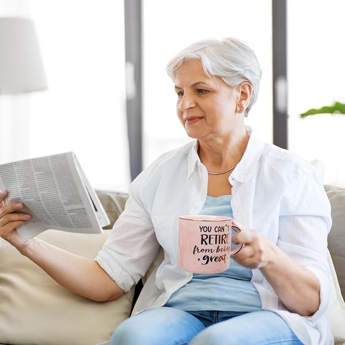 Funny Retirement Gifts for Woman 2026, You Can't Retire From Being Great | 14oz Pink Marble Gold Print Mug, Inspirational Farewell Gift for Retirees Coworker, Retired Women, Greeting Card, Gift Boxed - Image 5